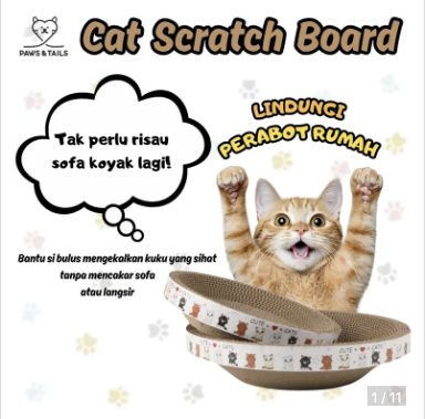 Paws & Tails cat scratch board — free sample for TikTok affiliate creators in Malaysia